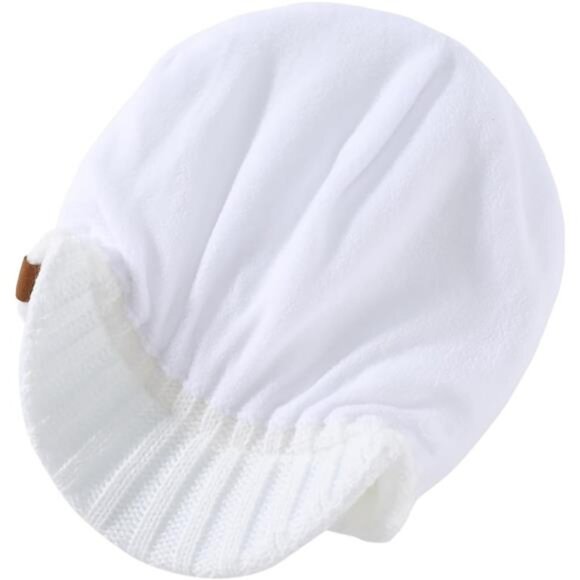 Men's Winter Hat Thick Knit Beanie Cap White - Picture 3 of 7